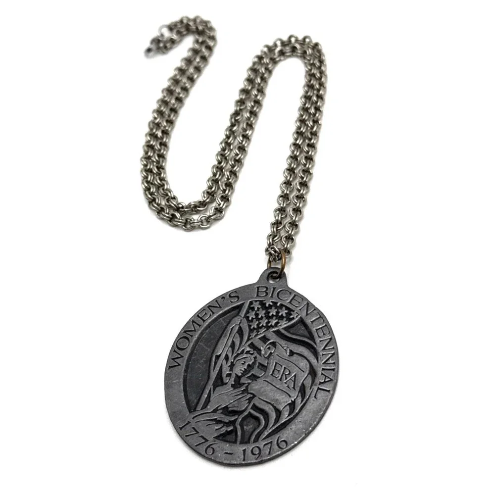 1976 Toni Carabillo Womens Bicentennial ERA Medal Pendant Necklace Feminist 22